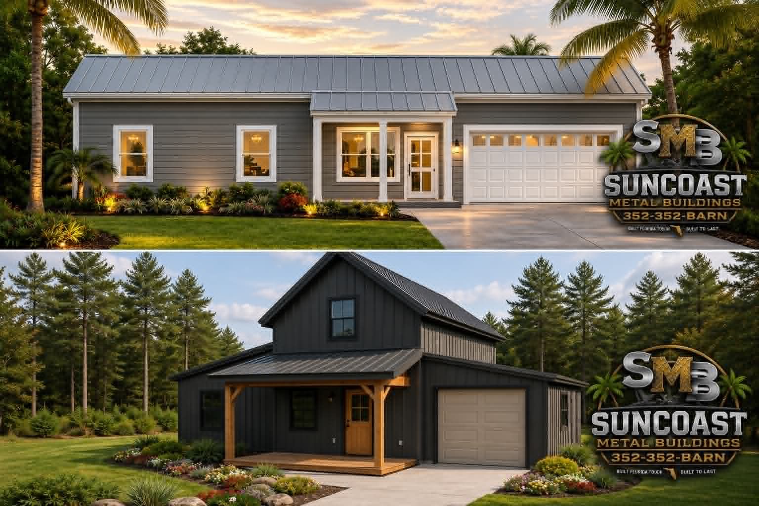 Two steel-framed metal home styles